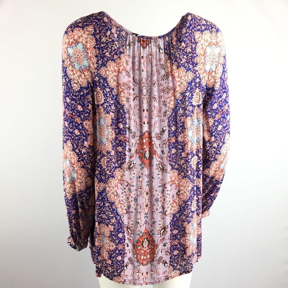 Lucky boho ethnic print long sleeves top NWOT - Picture 3 of 7